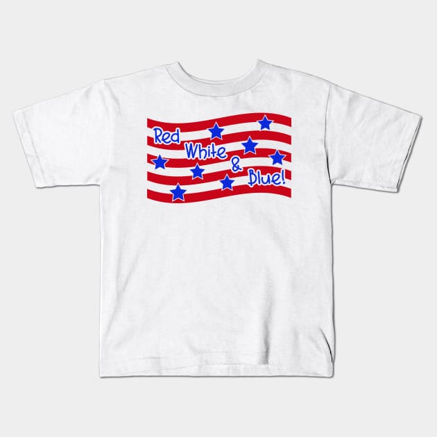 Red White and Blue Patriotic Kids T-Shirt by TreetopDigital